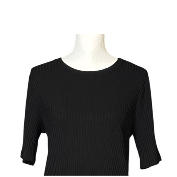 Eileen Fisher Shift Dress Ribbed Size Medium Black Tencel Minimalist Classic - Picture 3 of 7
